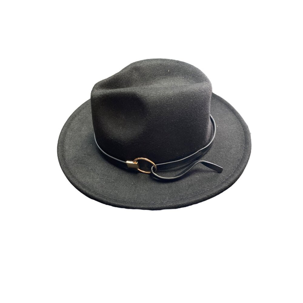 INC International Concepts Women's Panama Hat Hardware Ring Black OS NWD - Picture 2 of 3